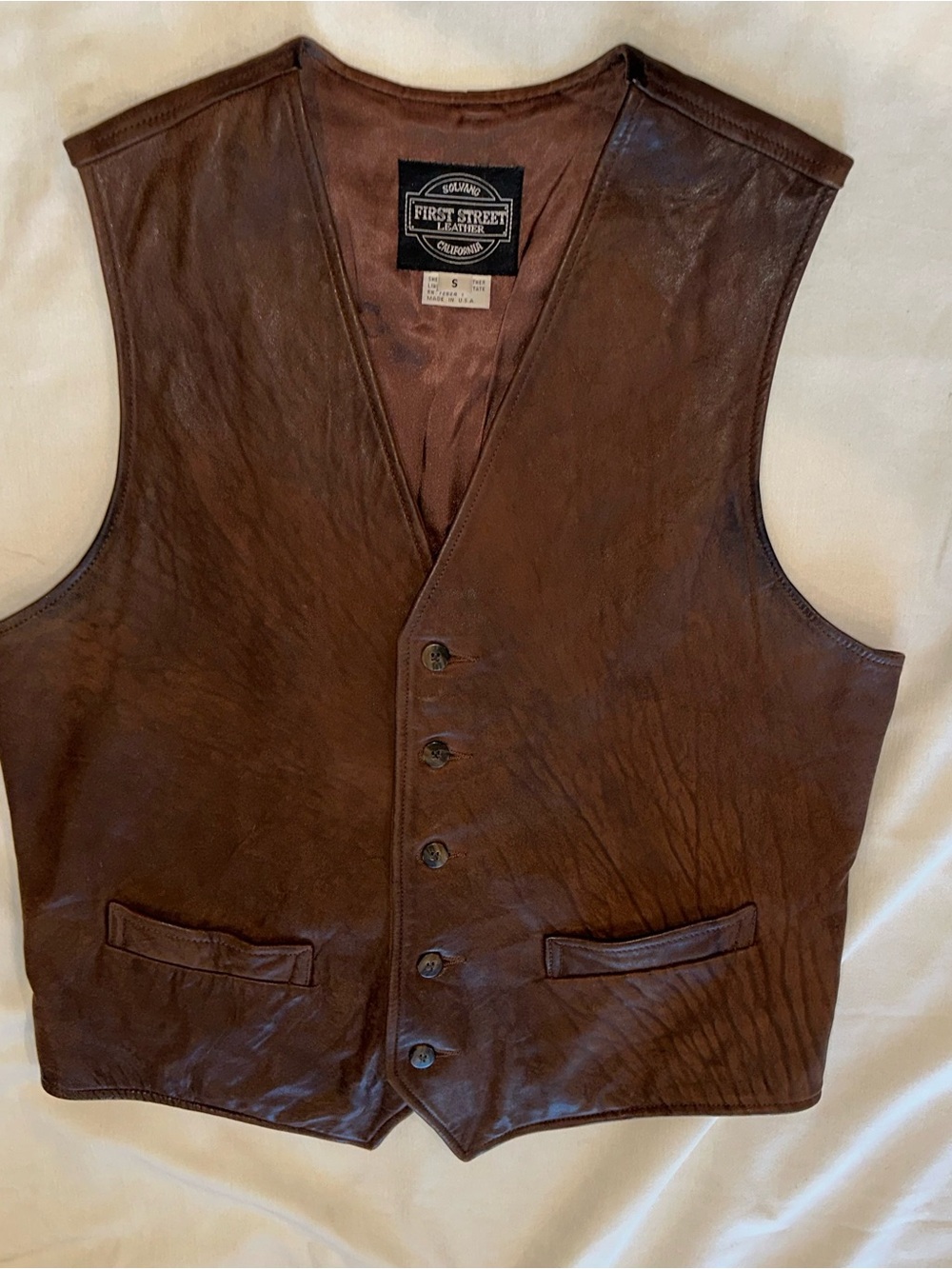 First Street Leather Men's Brown Leather Vest